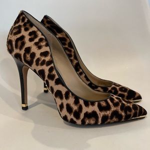 Womens MICHAEL Michael Kors Avra Pointed Toe Pumps - Tan Luggage Leopard. Size 7